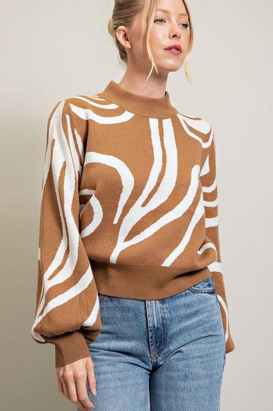 Cozy Up Long Sleeve Mock Neck Sweater - Camel-Avah
