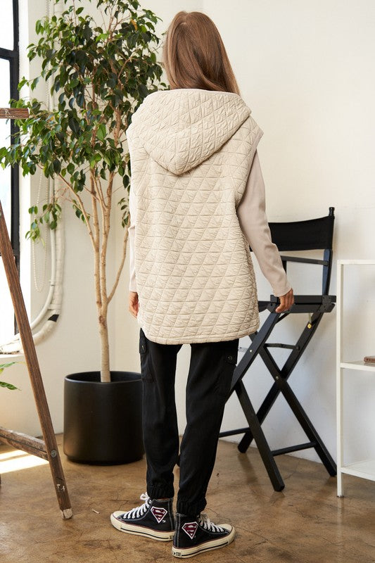 Urban Coziness Long Sleeve Hoodie Jacket-Beige-Avah