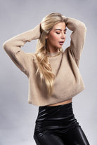 Sophisticated Warmth Mock Neck Pullover Sweater-Khaki-Avah