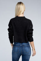 Sophisticated Warmth Mock Neck Pullover Sweater-Black-Avah