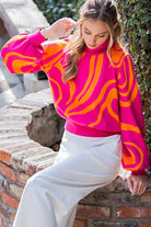 Cozy Up Long Sleeve Mock Neck Sweater - Hot Pink-Avah