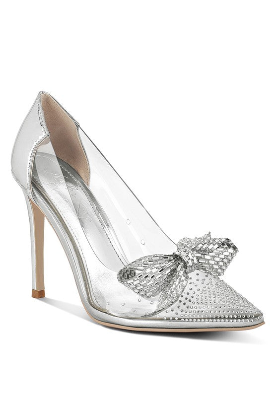 Enchanted Eve Clear Pointed Toe Pumps-Silver- Avah