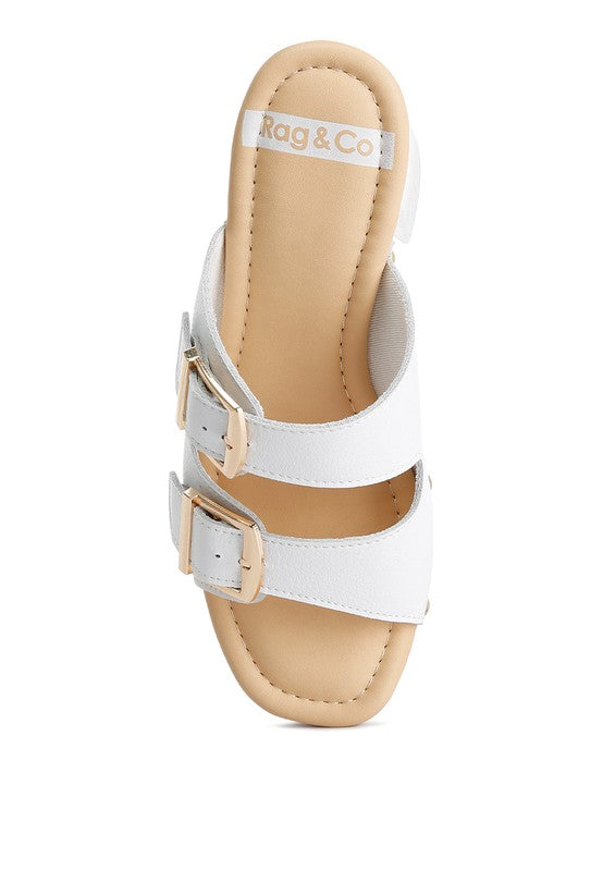 Eco-Chic Platform Block Heel Sandals-White-Avah