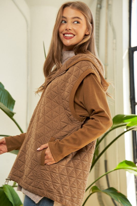 Urban Coziness Long Sleeve Hoodie Jacket-Camel-Avah