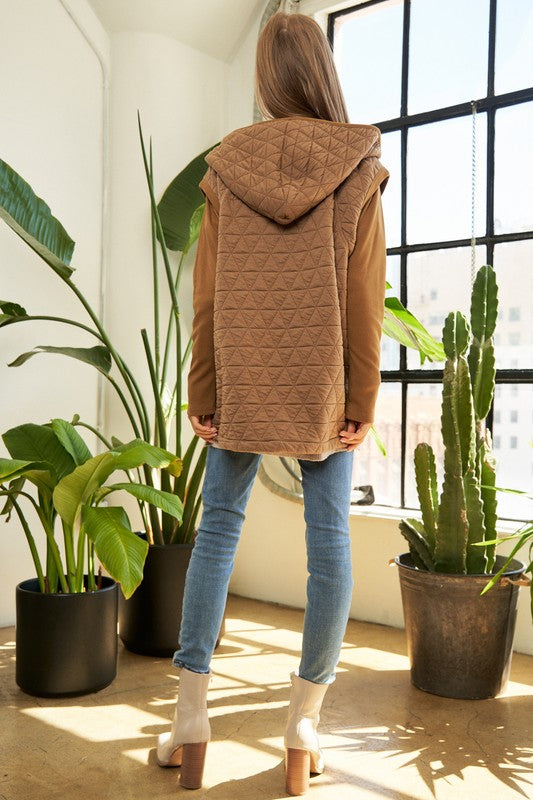 Urban Coziness Long Sleeve Hoodie Jacket-Camel-Avah