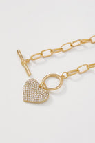 Charm Rhinestone Heart Bracelet Gold-Avah