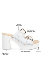 Eco-Chic Platform Block Heel Sandals-White-Avah