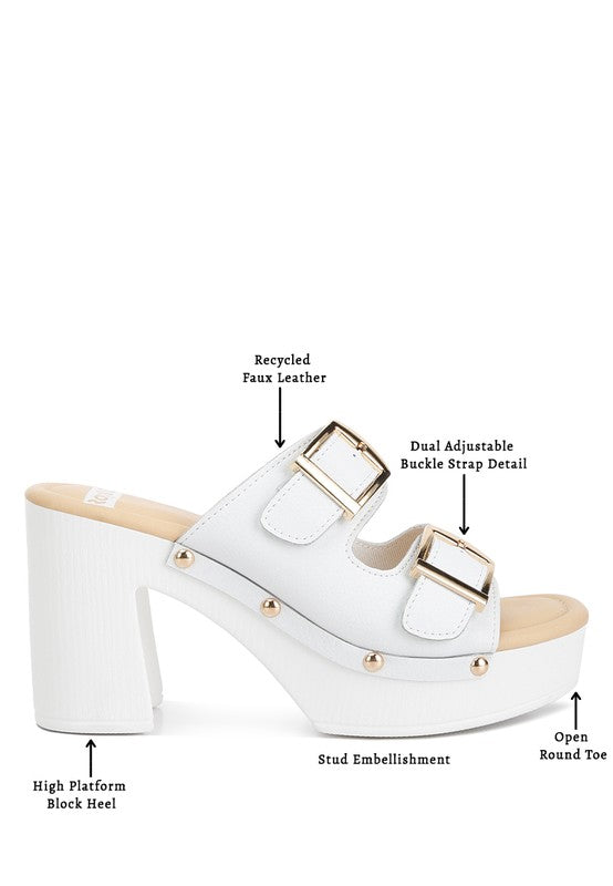 Eco-Chic Platform Block Heel Sandals-White-Avah