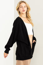 All The Right Reasons Open Front Cardigan Sweater-Black-Avah