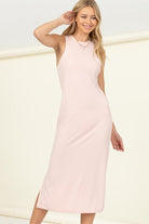 Hazy Daydreams Sleeveless Tank Midi Dress-Pastel Pink-Avah