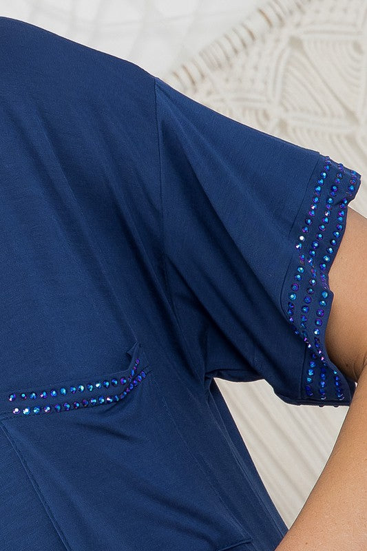 V-Neck Rhinestone Detail Summer Maxi Dress-Avah Couture