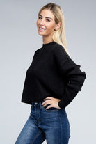 Sophisticated Warmth Mock Neck Pullover Sweater-Black-Avah