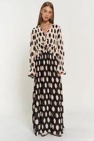 Retro Rendezvous Polka Dot Long Sleeve Maxi Dress-Avah