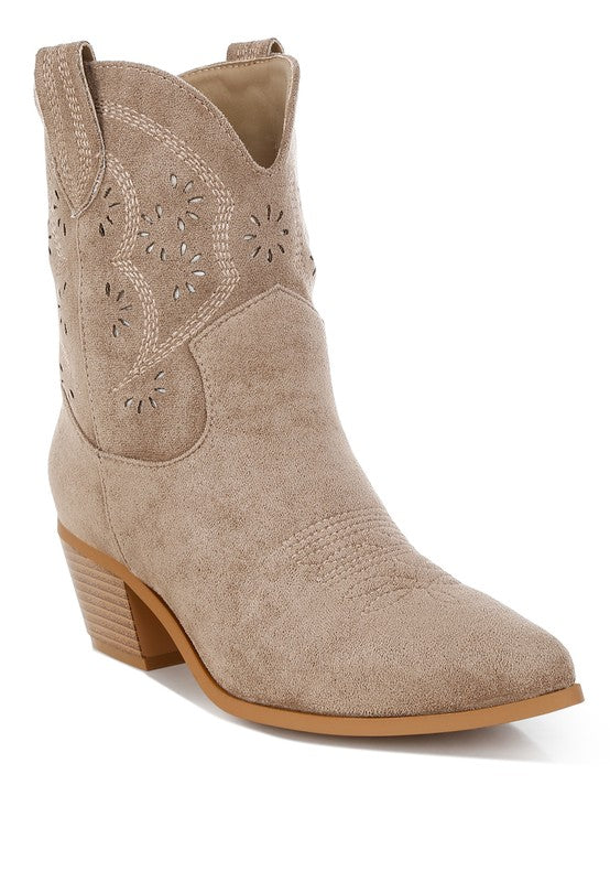 AVAH-Desert Trail Taupe Western Ankle Boots