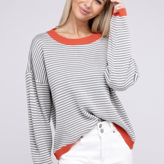 Spring Breeze Knit Pullover Striped Sweater