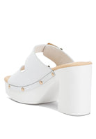 Eco-Chic Platform Block Heel Sandals-White-Avah