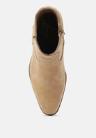 Taupe ankle boot on a white background