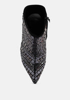 Extravagance Mirror Embellished Stiletto Boots-Black-Avah
