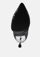Extravagance Mirror Embellished Stiletto Boots-Black-Avah