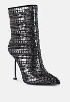 Extravagance Mirror Embellished Stiletto Boots-Black-Avah