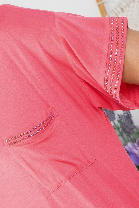 V-Neck Rhinestone Detail Summer Maxi Dress-Avah Couture