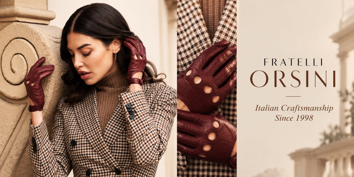 Fratelli Orsini burgundy leather driving gloves with Italian Craftsmanship Since 1998