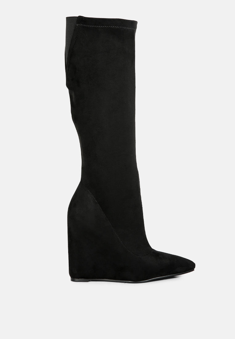 High Society Pointed Toe Wedge Boots