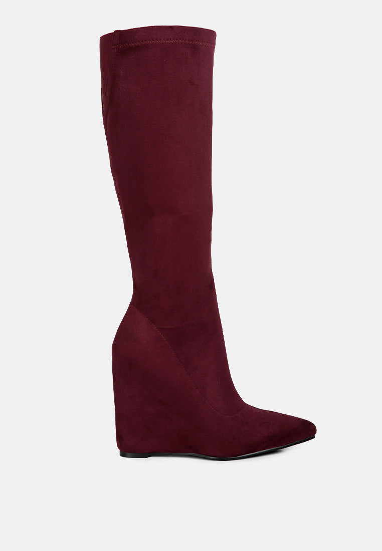 High Society Pointed Toe Wedge Boots