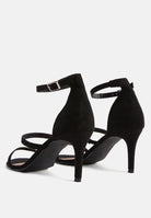 Black strappy Ankle Strap Mid-Heel Sandal