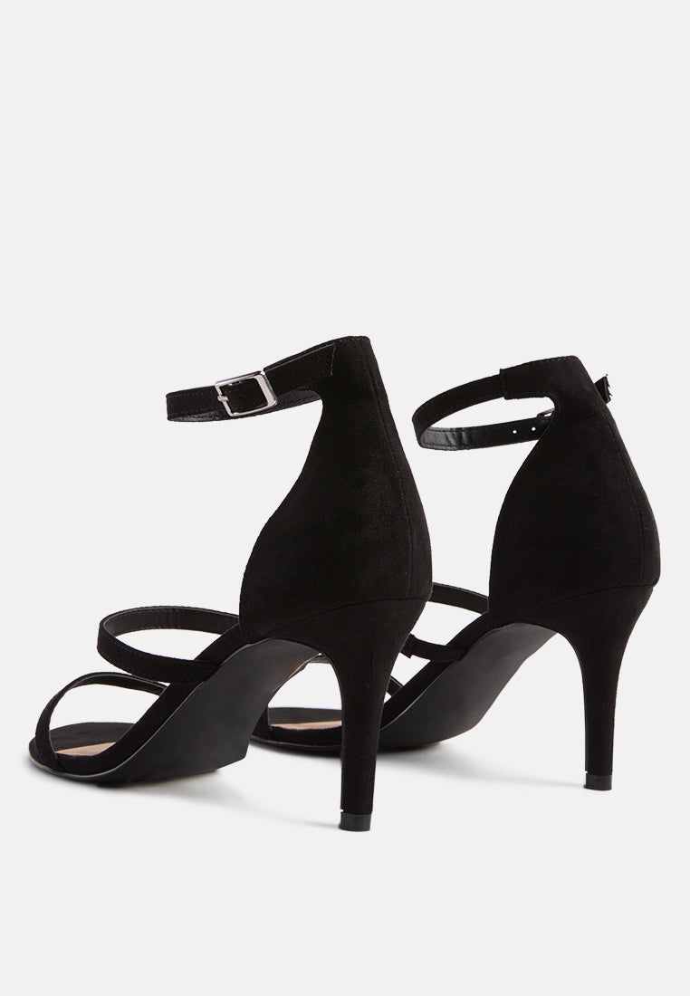 Black strappy Ankle Strap Mid-Heel Sandal