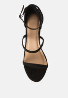Black strappy Ankle Strap Mid-Heel Sandal