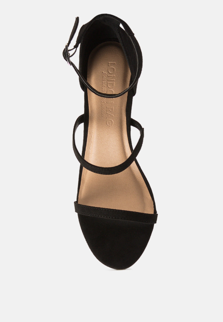 Black strappy Ankle Strap Mid-Heel Sandal