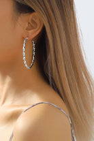 Large Twist Hoop Earrings-Silver-AVAH