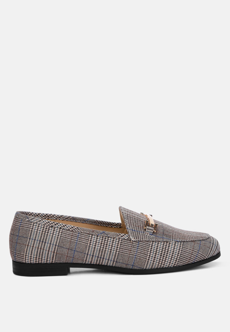 Plaid loafers on a white background