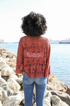 Tie Front Crochet Top-Rust-Avah Couture