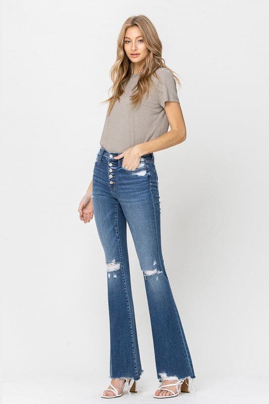 City Chic High Rise Distressed Flare Jean
