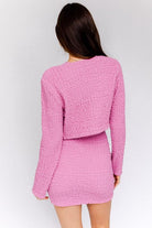 Pretty In Pink Textured Cropped Cardigan - Pink