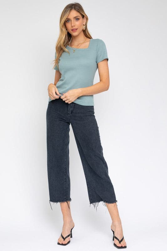 Liliana Asymmetrical Short Sleeve Top - Cream or Jade
