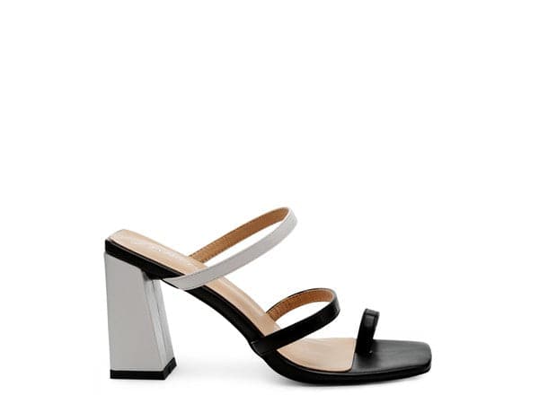 Choose the color block high heeled sandals that will look good with any outfit. With its double strap and toe ring, these shoes offer better grip and style while keeping you on-trend. Pair them with a maxi dress, or use them to spice up your next evening out - Avah Couture