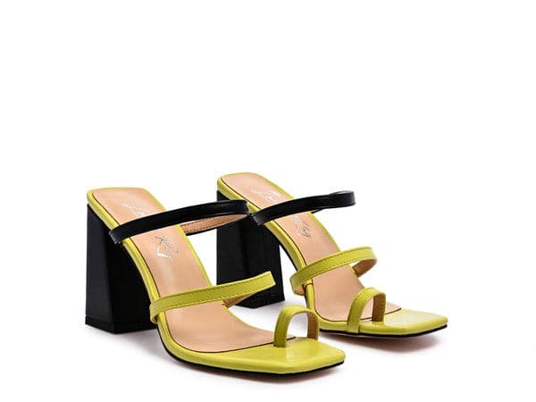Choose the color block high heeled sandals that will look good with any outfit. With its double strap and toe ring, these shoes offer better grip and style while keeping you on-trend. Pair them with a maxi dress, or use them to spice up your next evening out - Avah Couture