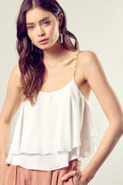 AVAH-Beaded Bliss Cami Top-White