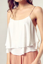 AVAH-Beaded Bliss Cami Top-White