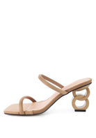 The Eternity is a double-strap sandal with a unique resin chain heel that adds a new dimension to this classic style. This mid-heel sandal is feminine, fun, and a perfect addition to your shoe collection.  Avah Couture