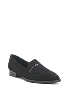 Suede leather loafers with metallic detail. Chic and easy on the feet, these suede slip ons keep your feet relaxed throughout the day when you have great plans to explore! Avah Couture