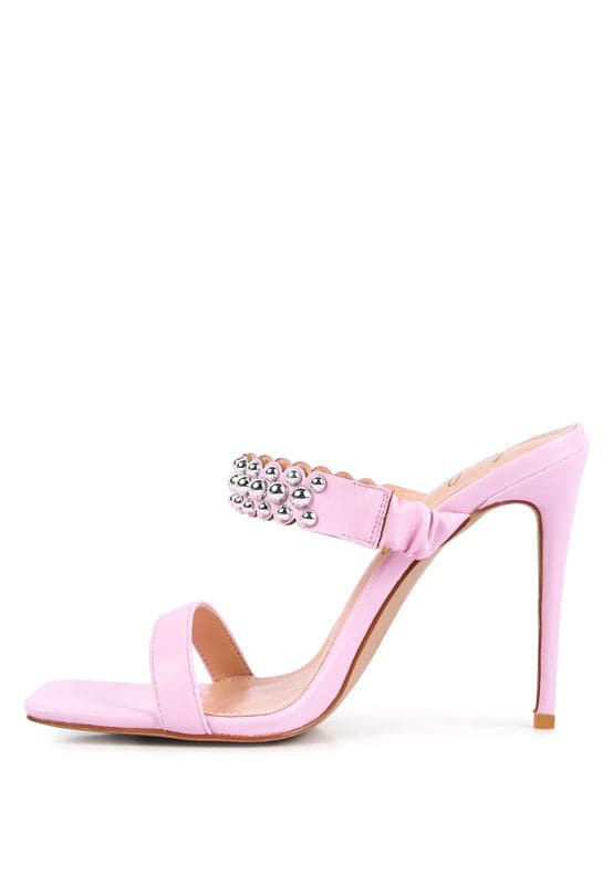 AVAH-Adira Studded High Heel Sandals-Pink