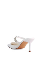 These elegant mid heels with rhinestone detail straps are the perfect finishing touch for your look. The pointed toe and sleek, sophisticated silhouette make them ideal for evening wear or just day to night style. Light, cushioning, with a dainty diamanté strap across the top, theses shoes can be paired with anything from jeans too dresses. 