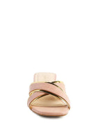 Set yourself apart from the rest with these stunning metallic outlined slides. The sculpted clear heel adds a touch of luxury, and the croc textured upper gives them a statement-making finishing touch-Avah Couture