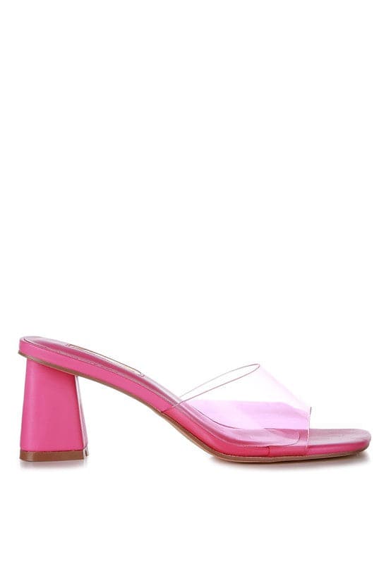 Pink Transparent Strap Slide Sandals- Avah Couture