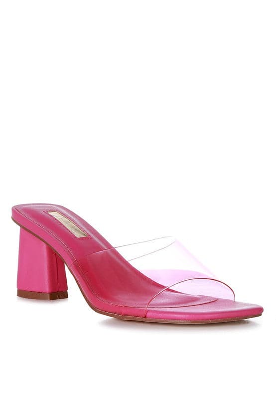 Pink Transparent Strap Slide Sandals- Avah Couture