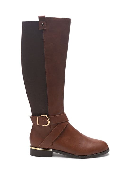 Zip Up Knee High Boots Brown-Avah Couture